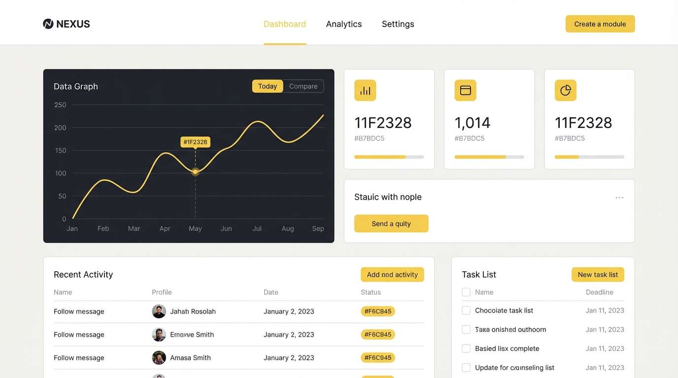 charcoal ui with yellow accents