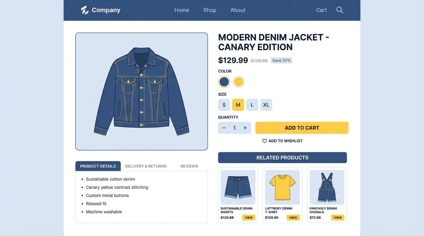 ecommerce ui with yellow cta