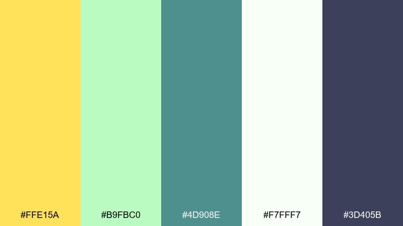 canary mint gelato canary color palette with hex codes