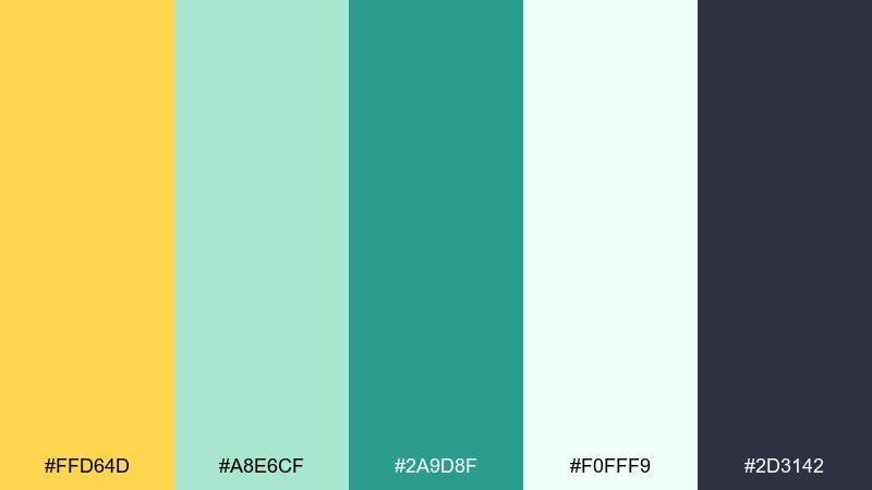 canary seafoam canary color palette with hex codes
