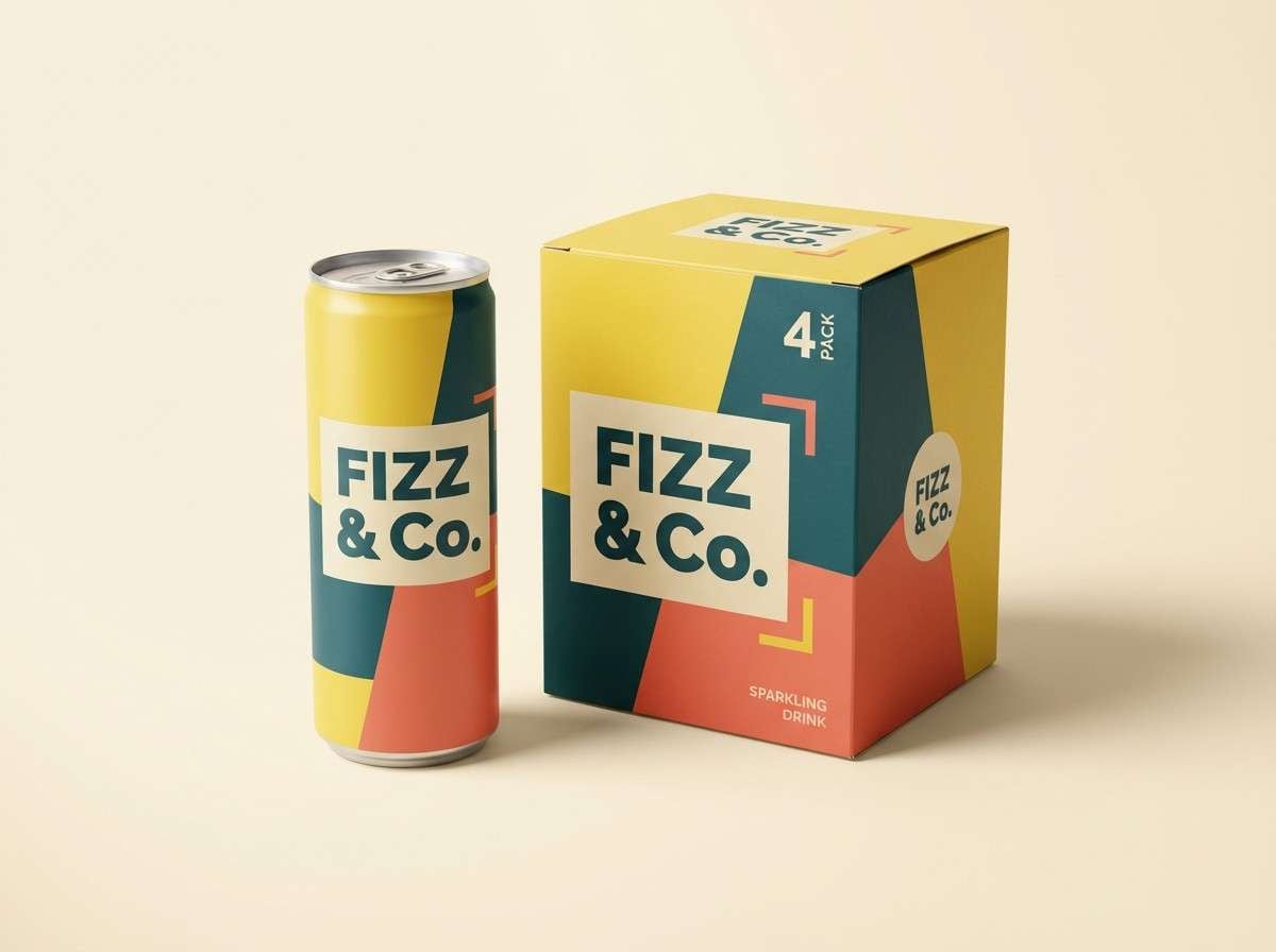 sparkling drink packaging mockup