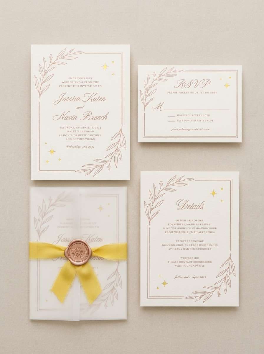 wedding invite in blush yellow