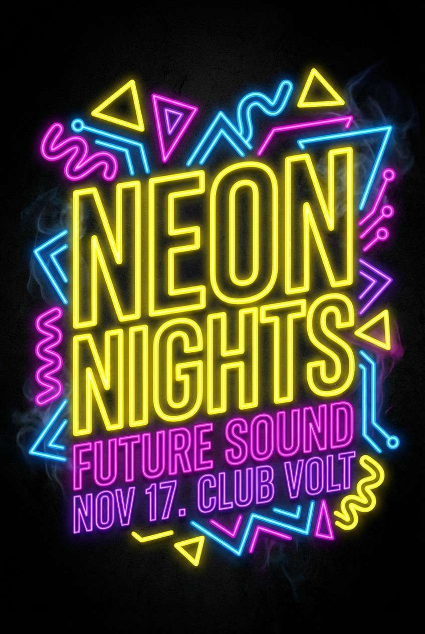 neon flyer in yellow