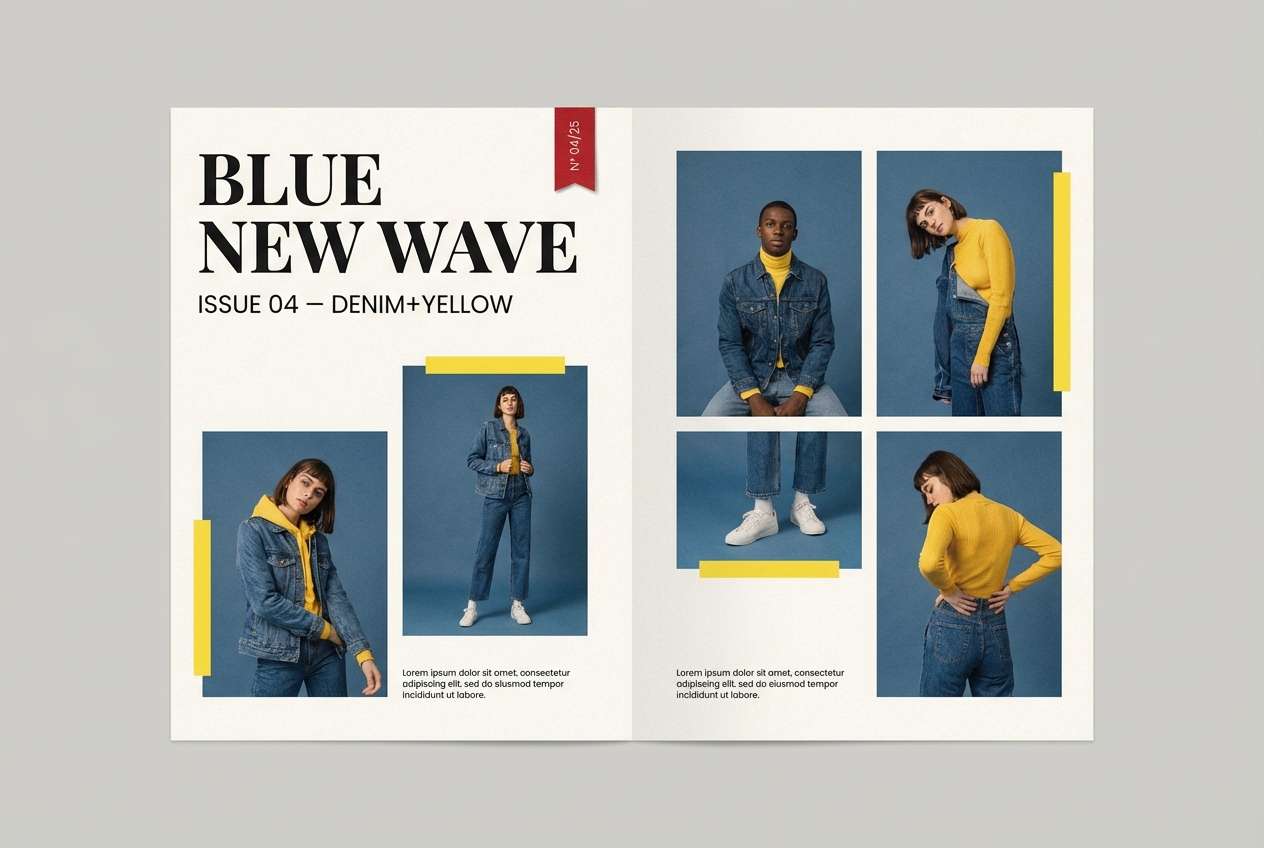 lookbook layout in denim yellow