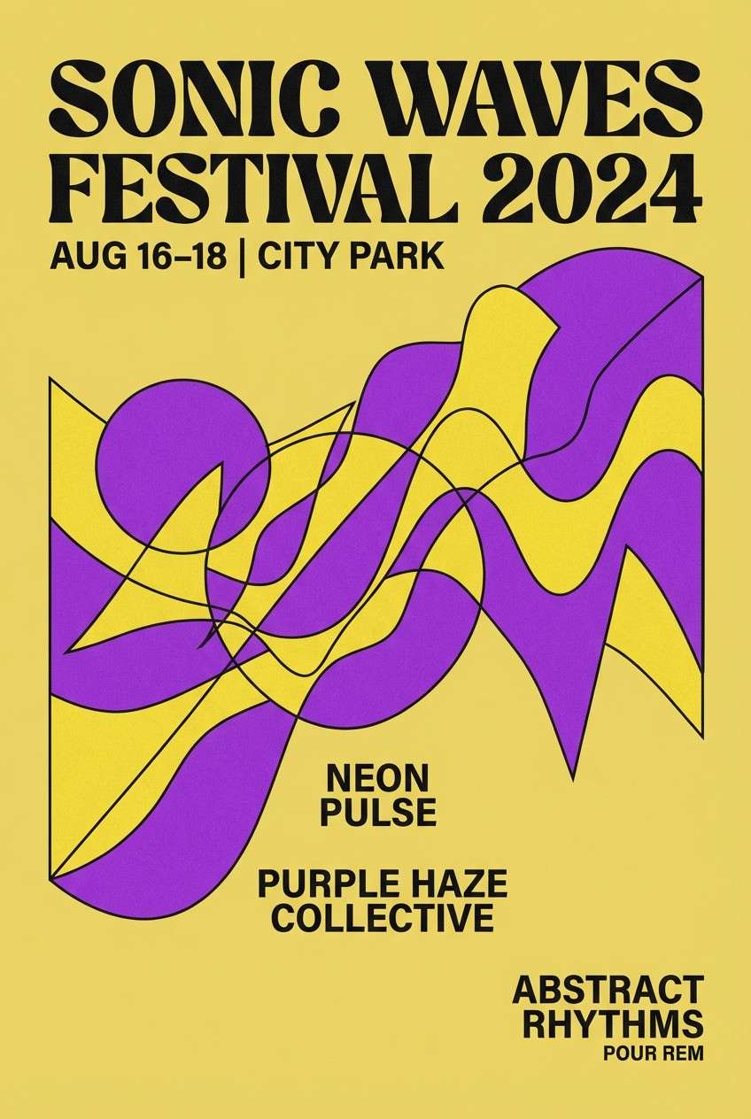 festival poster with yellow purple