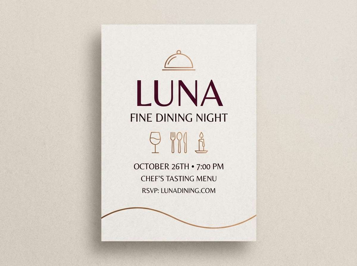 fine dining flyer in burgundy