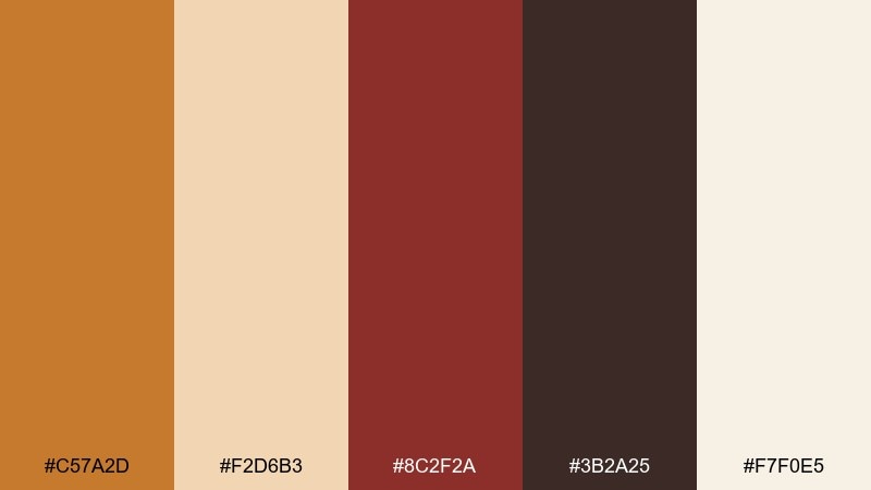 candlelit bronze table color palette with hex codes