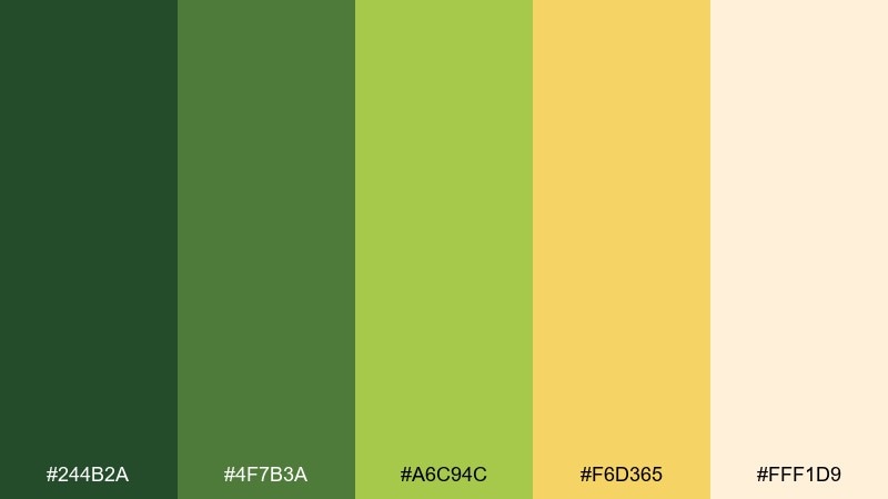 candlelit citrus green yellow color combination with hex codes