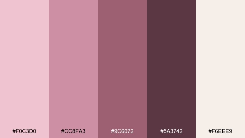 candlelit mauve rose blush color palette with hex codes