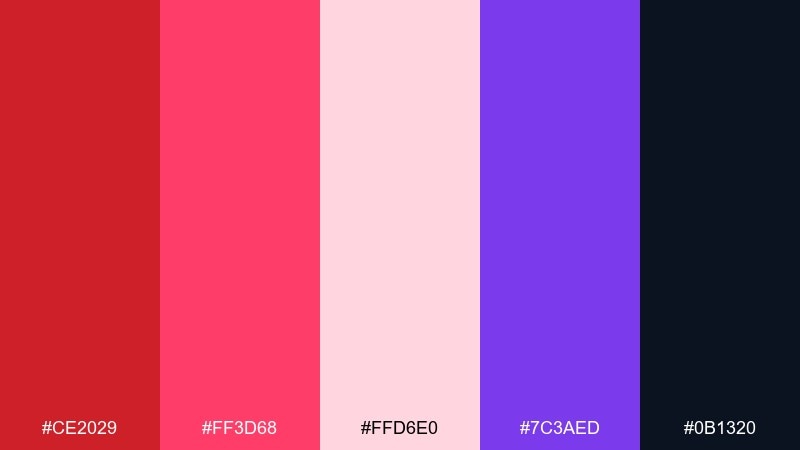 candy apple pop fire engine red color palette with hex codes