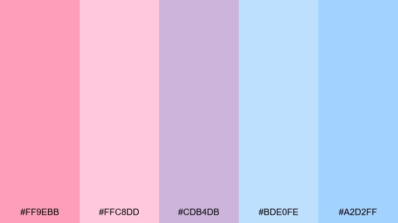 candy cloud pop baby shower color palette with hex codes