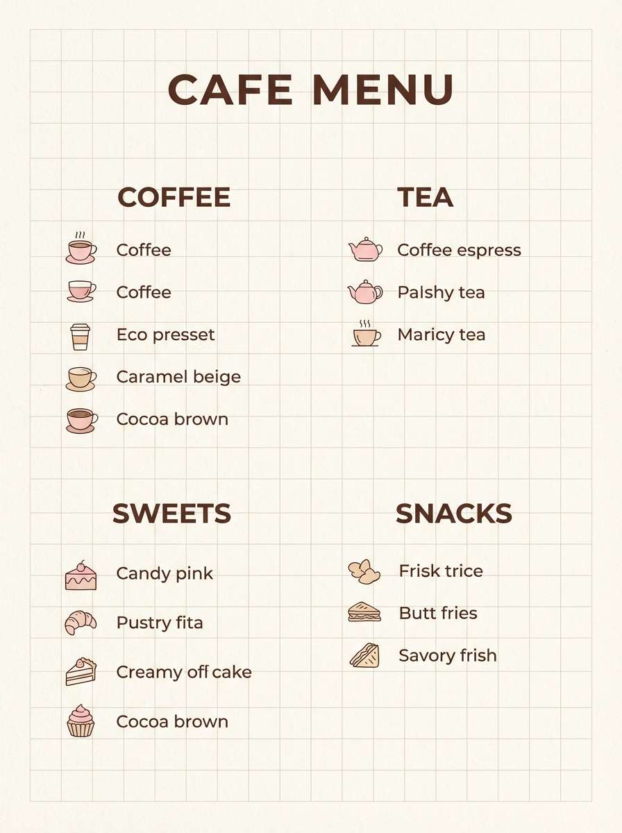 minimal cafe menu