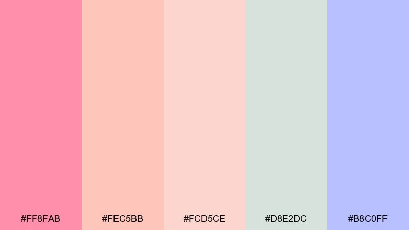 candy rose latte candy color palette with hex codes