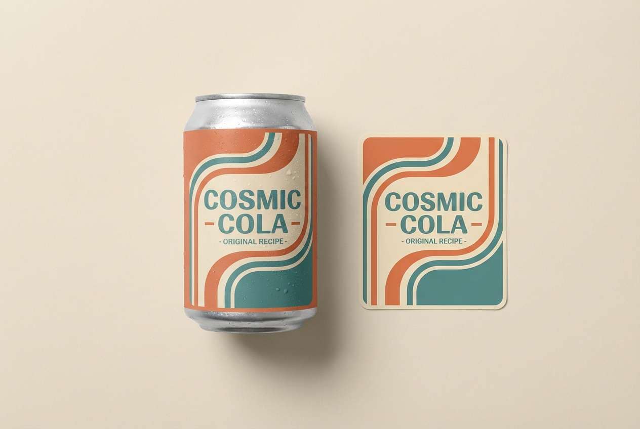 retro drink label mockup