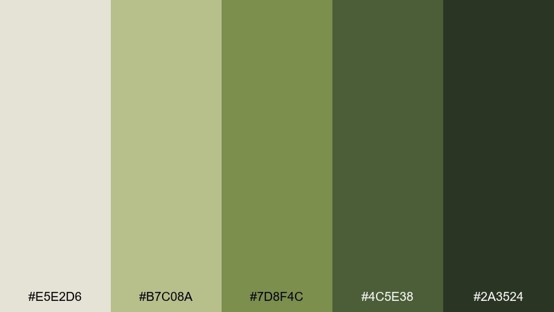 canopy moss wildlife safari color palette with hex codes