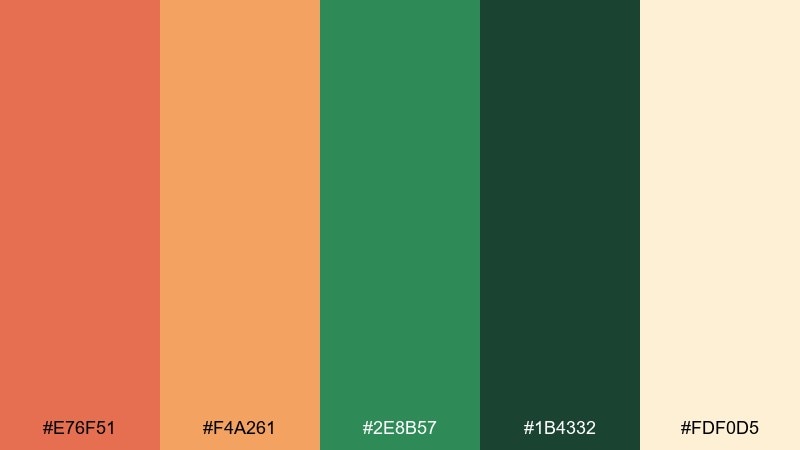 canyon cactus color palette with hex codes