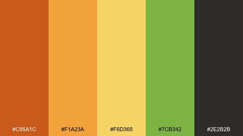 canyon citrus color palette with hex codes