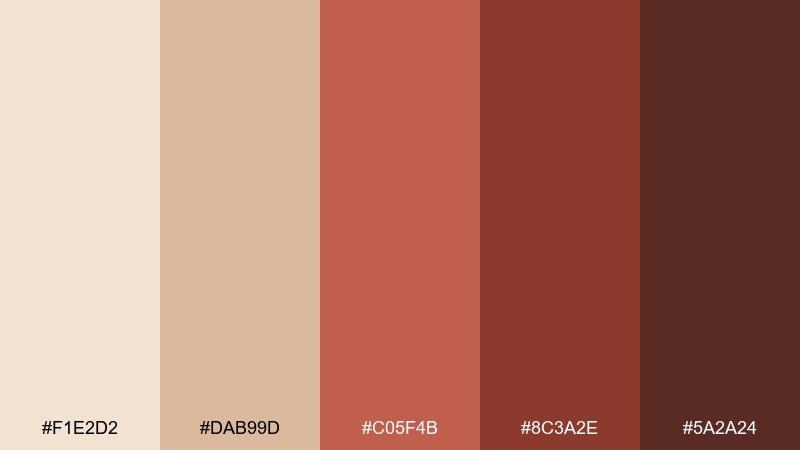 canyon clay beige red color palette with hex codes