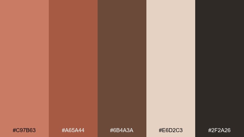 canyon clay earth color palette with hex codes