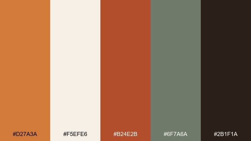 canyon clay raw sienna color palette with hex codes