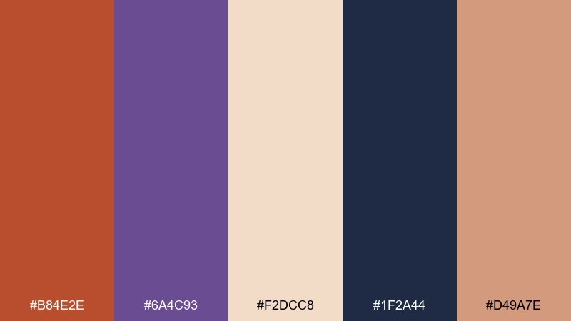 canyon dusk color palette with hex codes