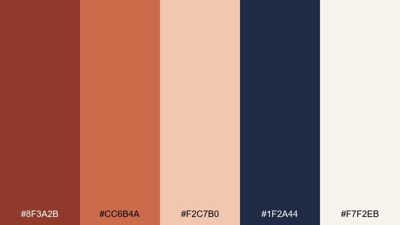 canyon dusk red rust color palette with hex codes