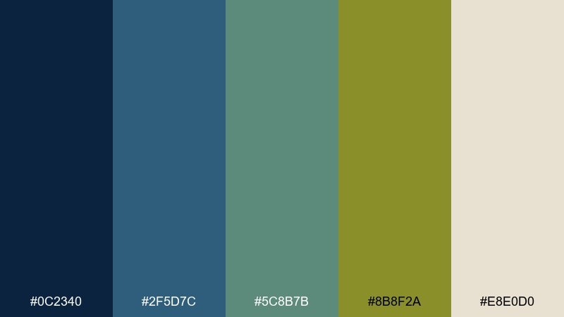 canyon sky blue olive green color palette with hex codes