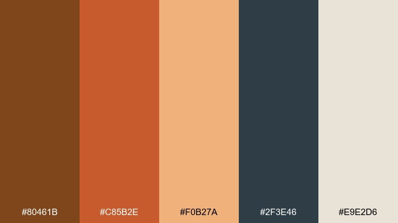 canyon sunset russet color palette with hex codes