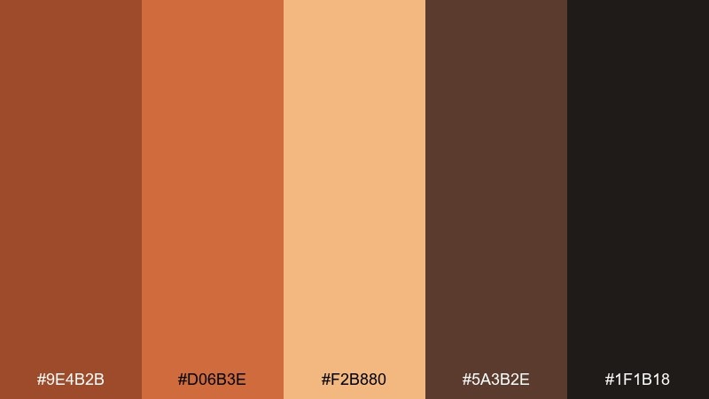 canyon sunset sienna color palette with hex codes