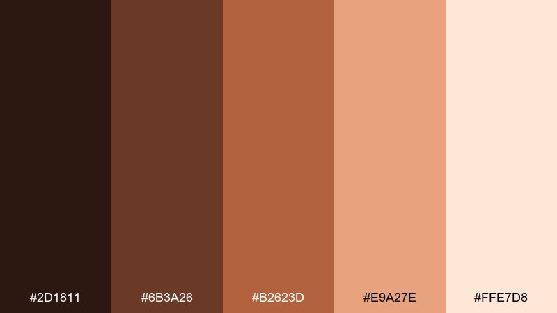 caramel bloom brown peach color palette with hex codes