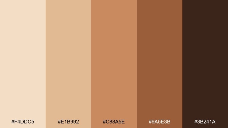 caramel bronze skin color palette with hex codes