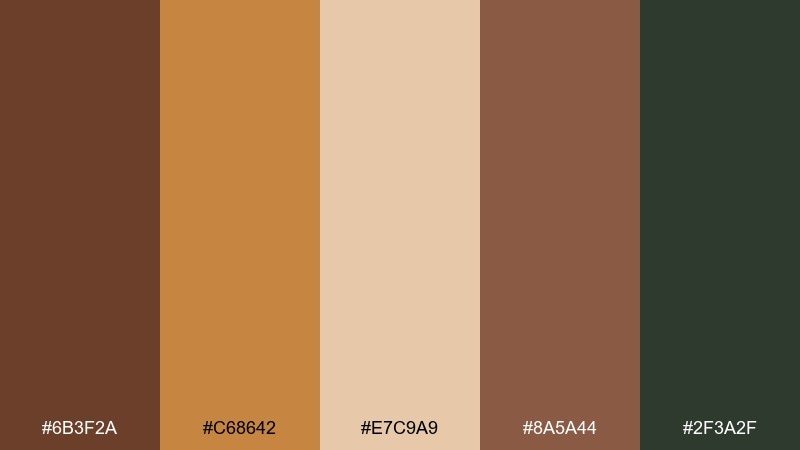 caramel cedar coffee brown color palette with hex codes
