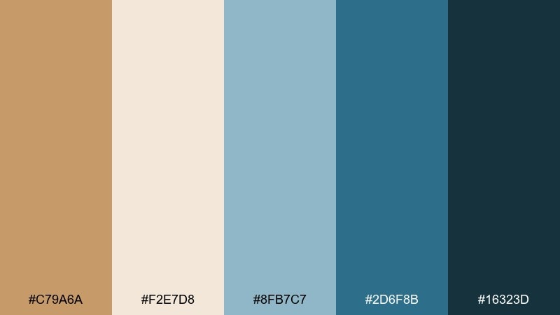 caramel coastal color palette with hex codes