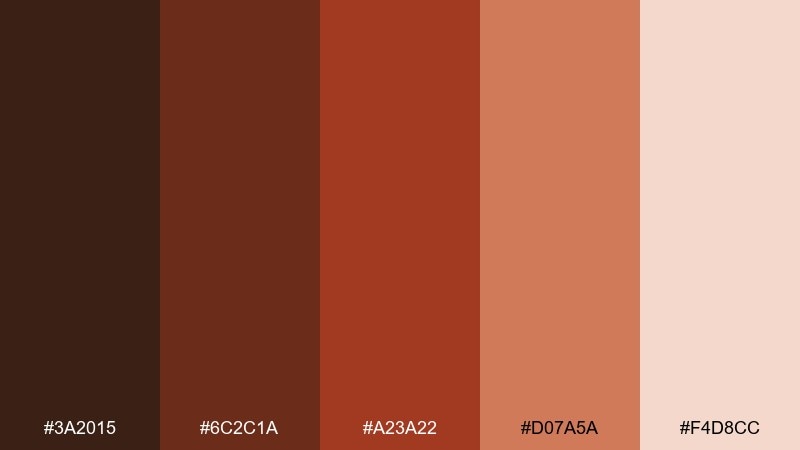 caramel crimson color palette with hex codes