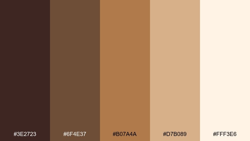 caramel latte chocolate brown color palette with hex codes