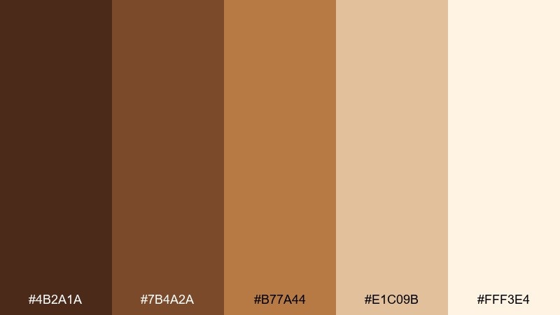 caramel latte chocolate color palette with hex codes