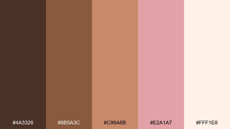 caramel rose latte color palette with hex codes