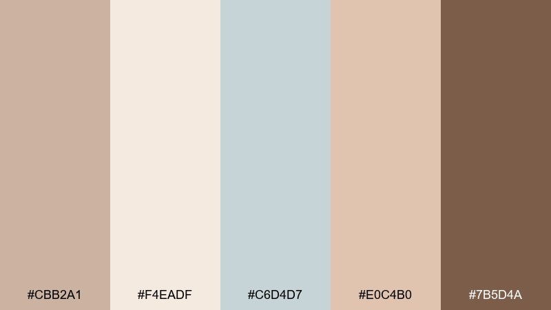 caramel sea salt pastel brown color palette with hex codes