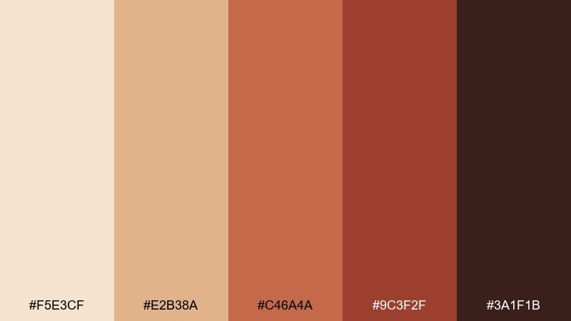 caramel terracotta coffee shop color palette with hex codes