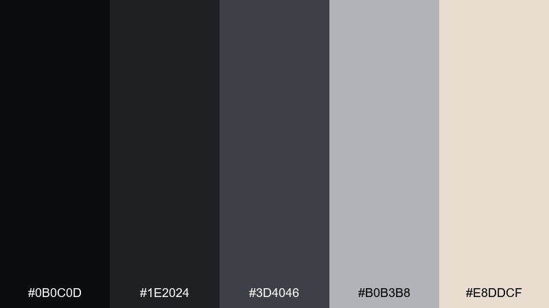 carbon and sand color palette with hex codes