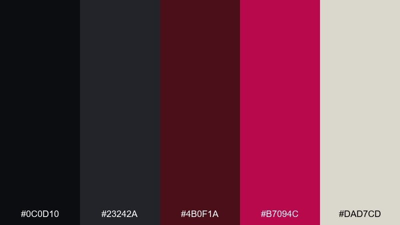carbon cranberry color palette with hex codes