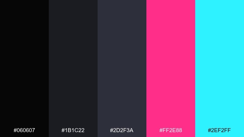 carbon neon color palette with hex codes