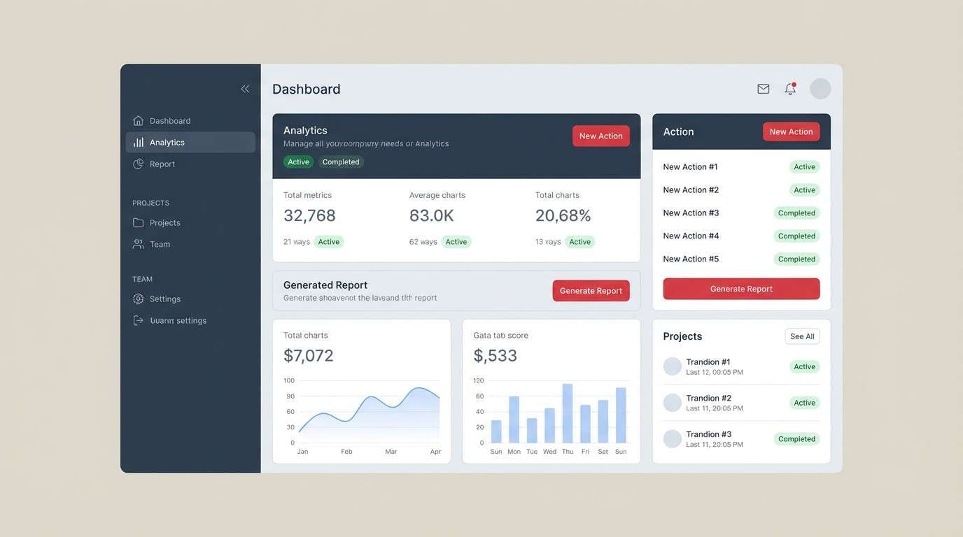 dashboard ui with cardinal accents