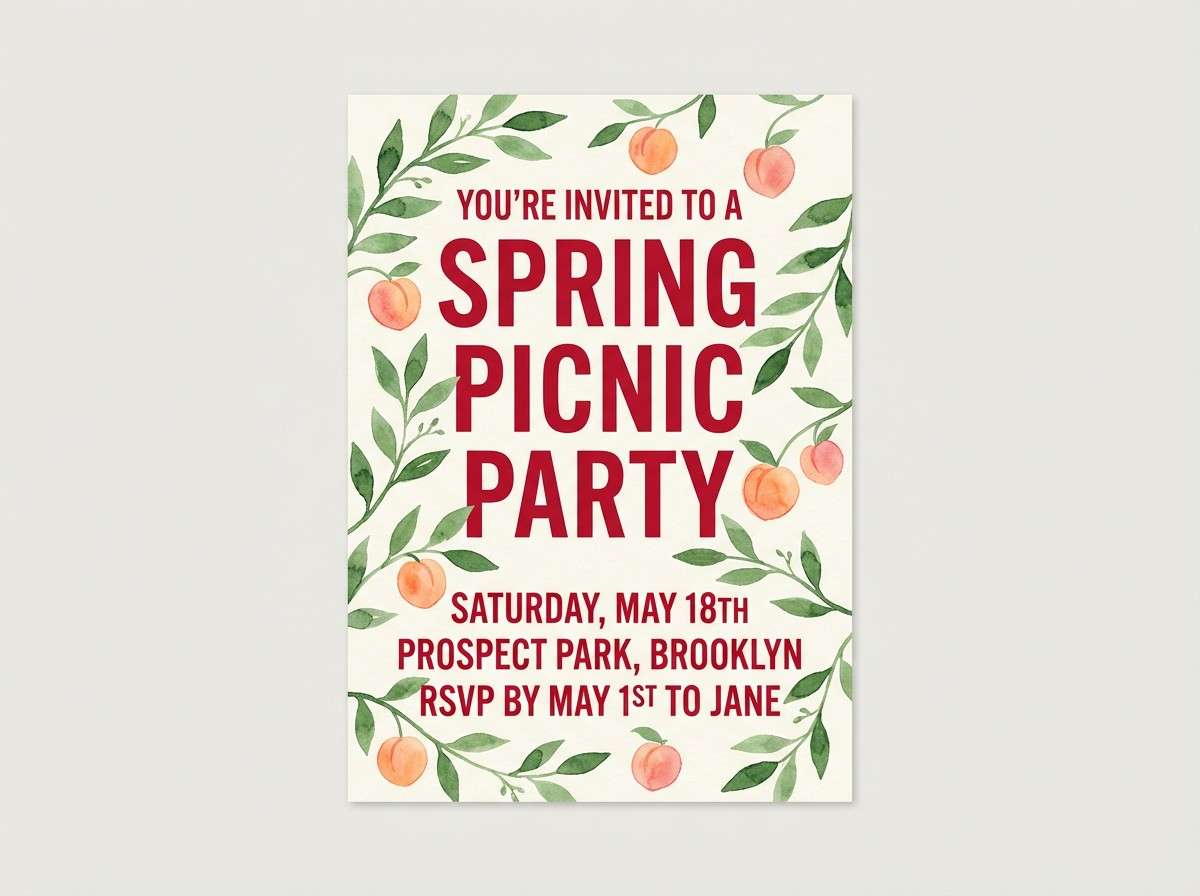 picnic invitation in warm reds