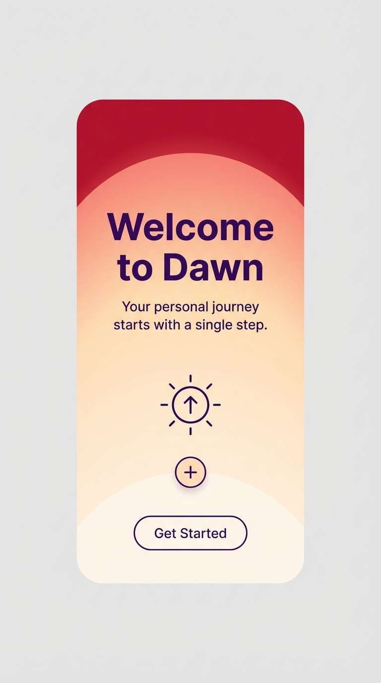 onboarding ui with sunrise gradient