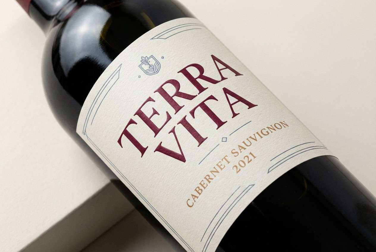 wine label with linen neutrals