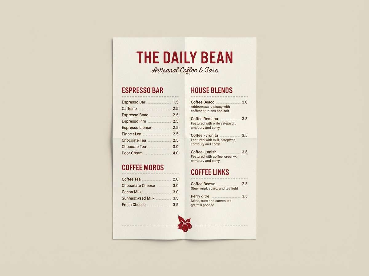 cafe menu in earthy reds