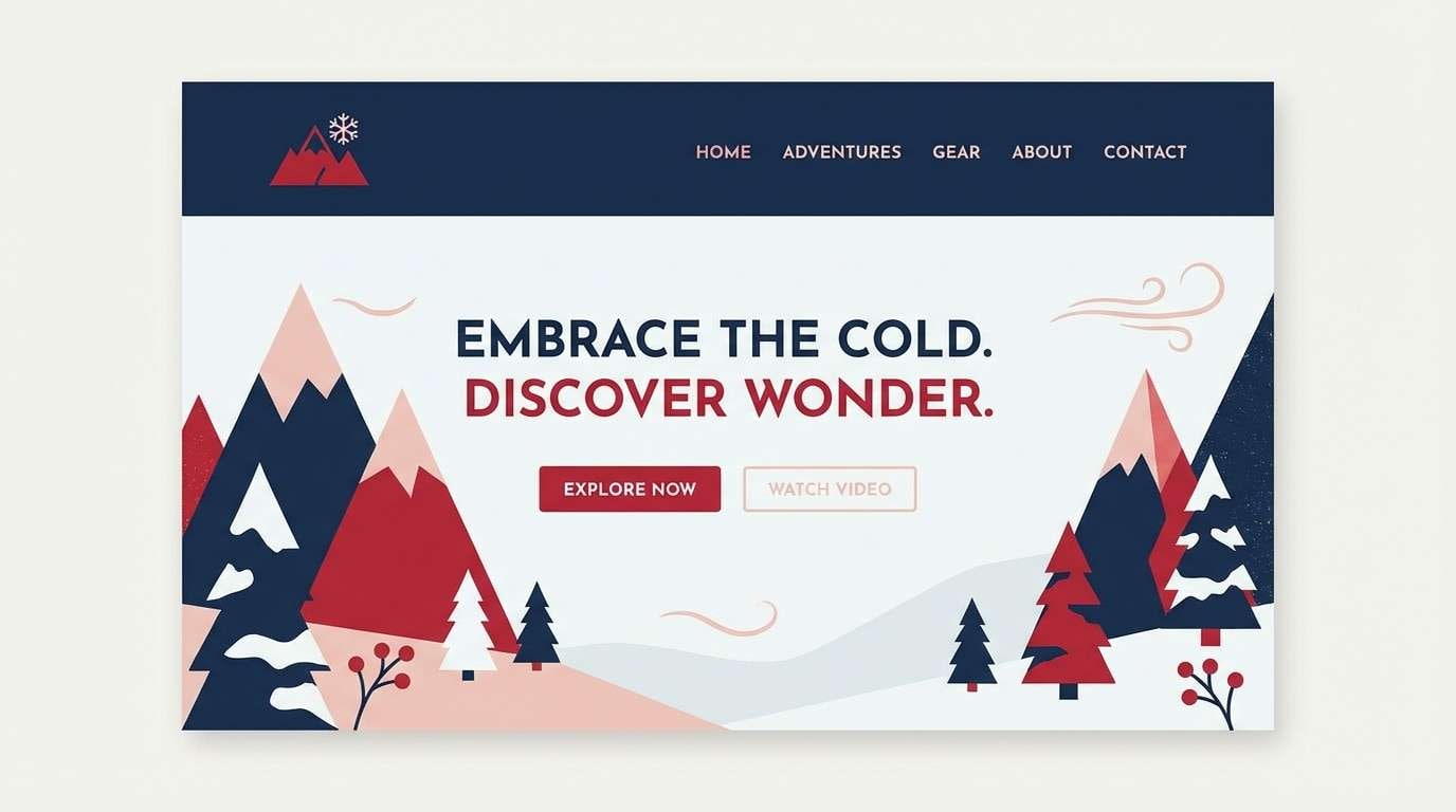 winter landing header in reds