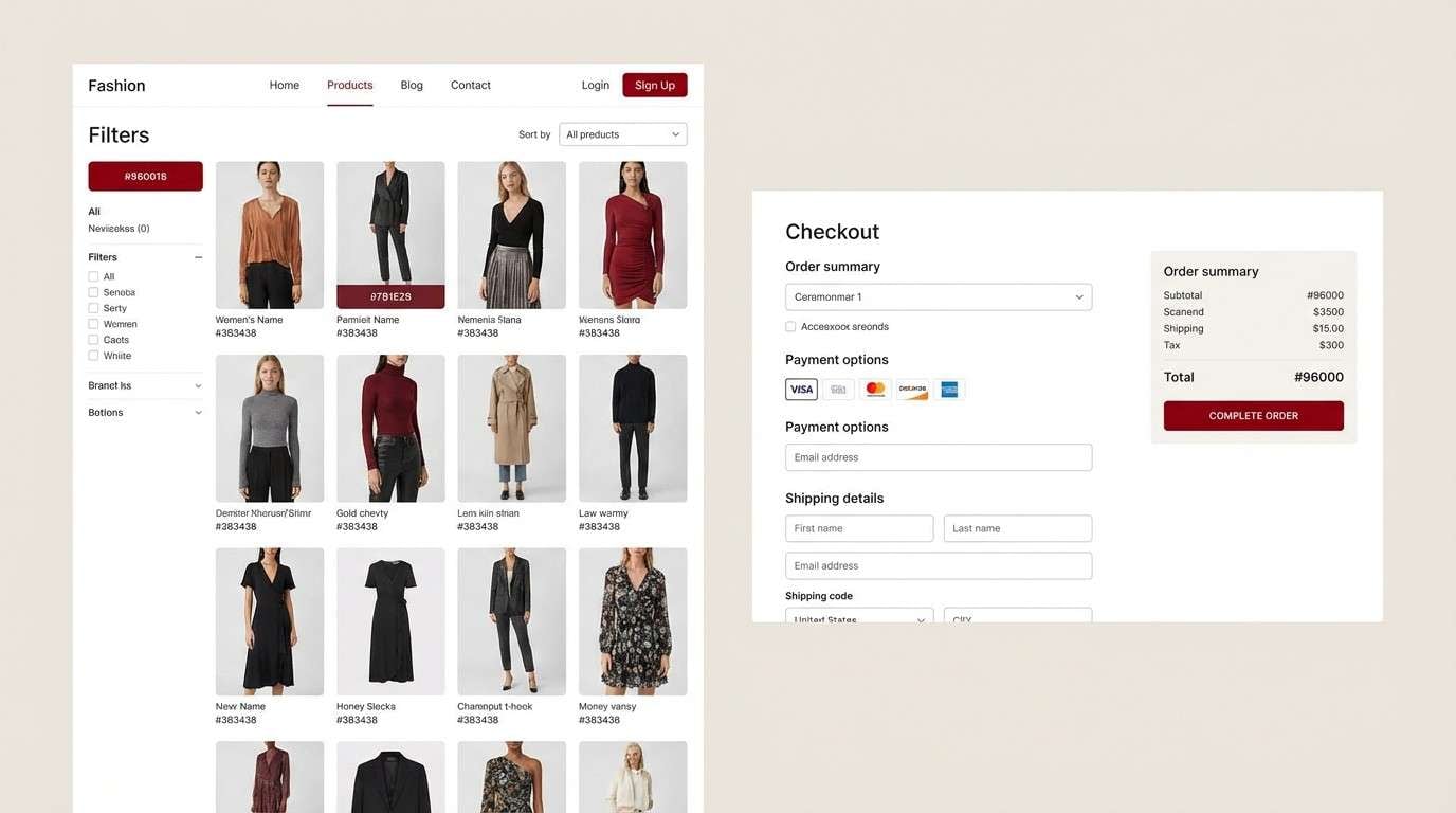 fashion shop ui layout
