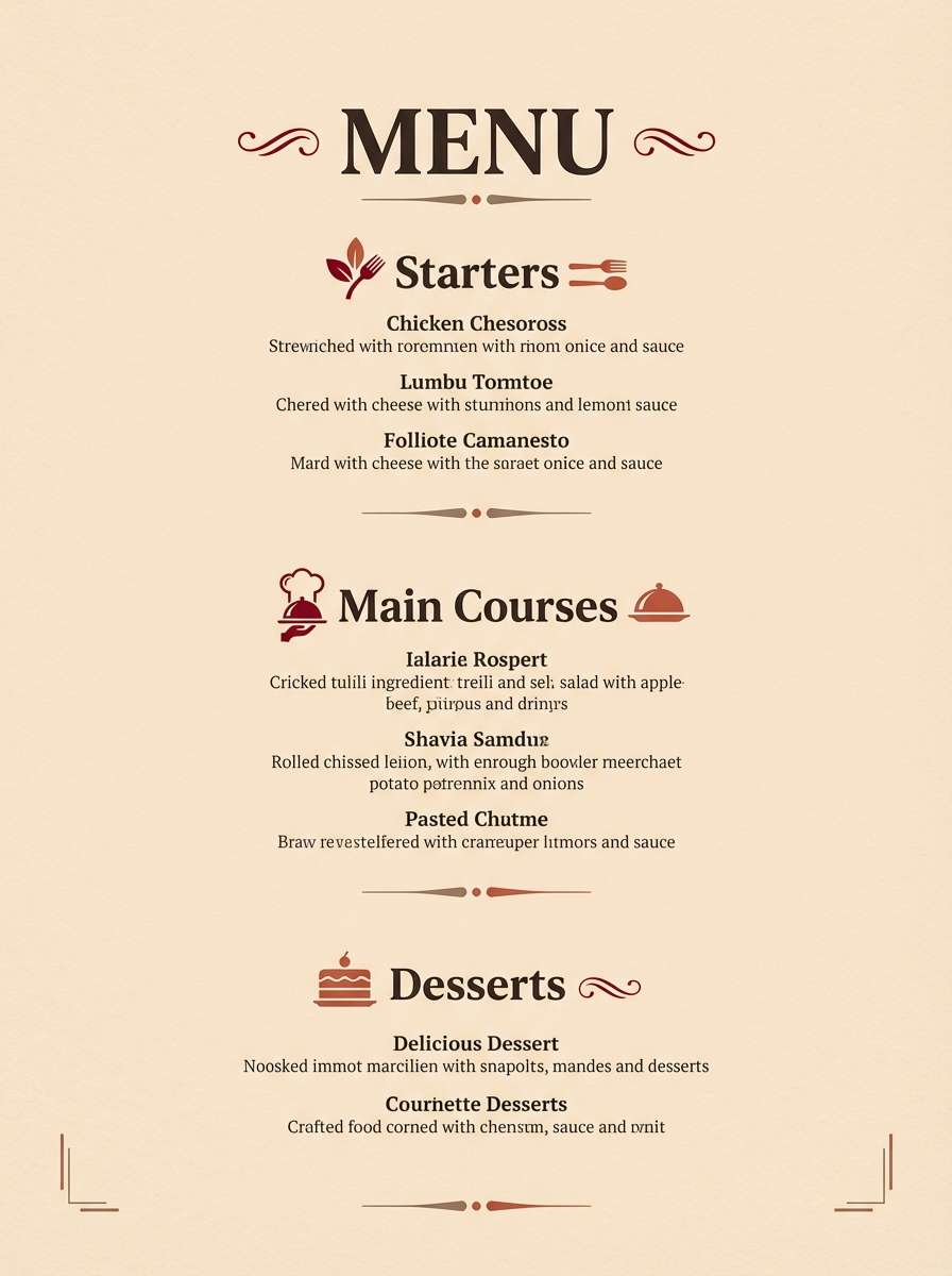 cozy restaurant menu design